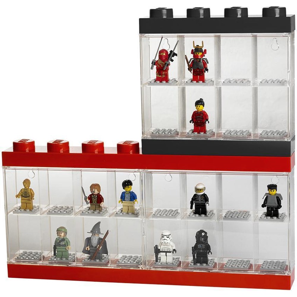 LEGO-minihahmojen vitriini 16 figuurille, musta