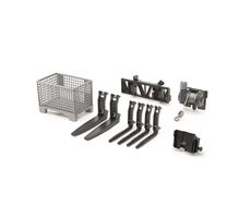 Box-type pallet, winch and forks