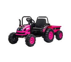 Traktor m. trailer 12V Pink