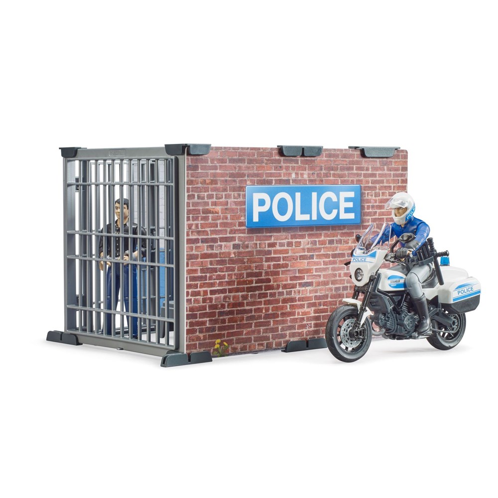 Police station with police motorcycle