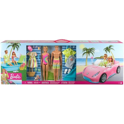 Barbie Playset med Bil, pool og 2 Dukker